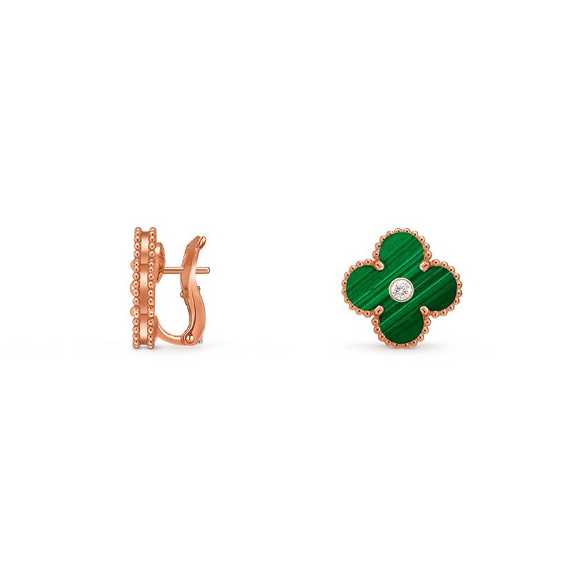15mm Clover Flower Stud Earrings Diamond-Rose Gold Collection