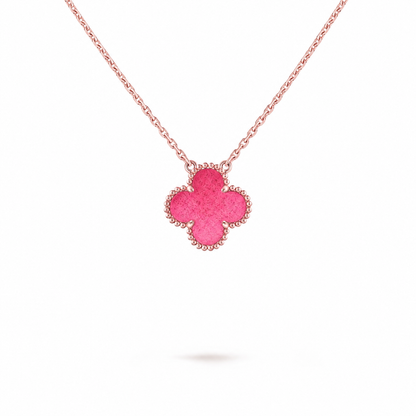 NEW CLOVER 15MM PINK ENAMEL NECKLACE