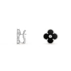 15mm Clover Flower Stud Earrings - Signature Diamond-White Gold Collection