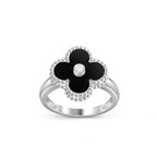Lucky Clover Diamond-Accent White Gold Ring - Luxury Gemstone Collection