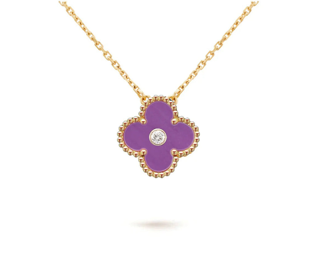 15mm Clover Flower Diamond Pendant Necklace Collection