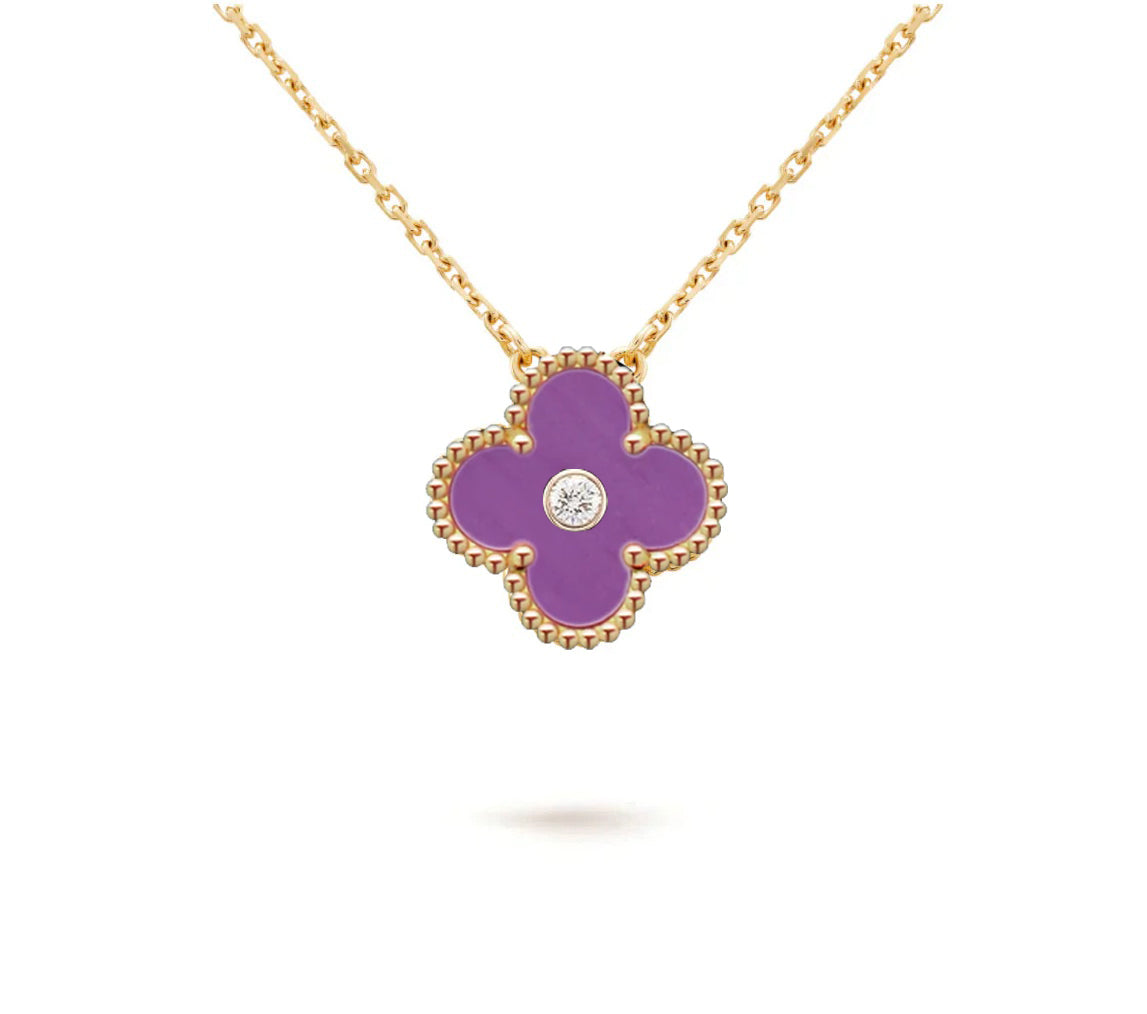 15mm Clover Flower Diamond Pendant Necklace Collection