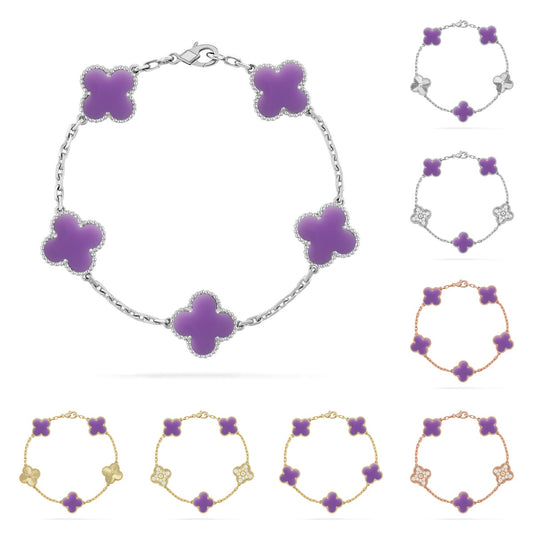 Lucky Clover 5-Motif Bracelet - Lavender Collection