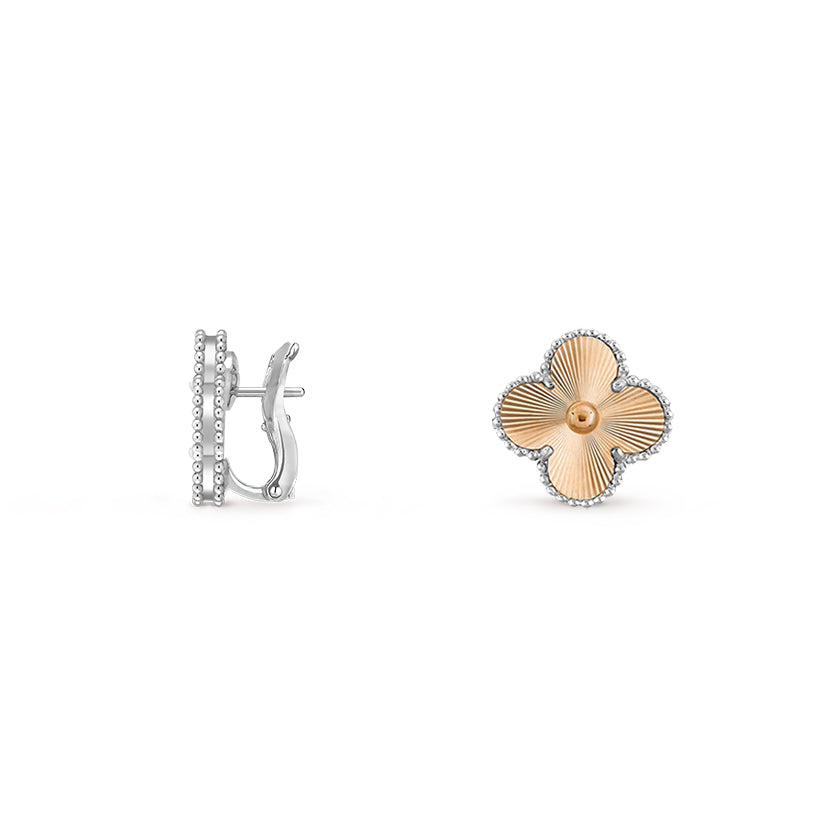 15mm Clover Flower Stud Earrings - Signature-White Gold Collection