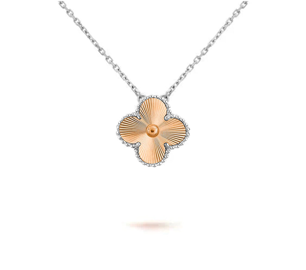15mm Kleeblatt-Anhänger-Halskette – Signature Kollektion aus Naturstein und Weißgold