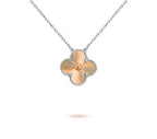 15mm Kleeblatt-Anhänger-Halskette – Signature Kollektion aus Naturstein und Weißgold