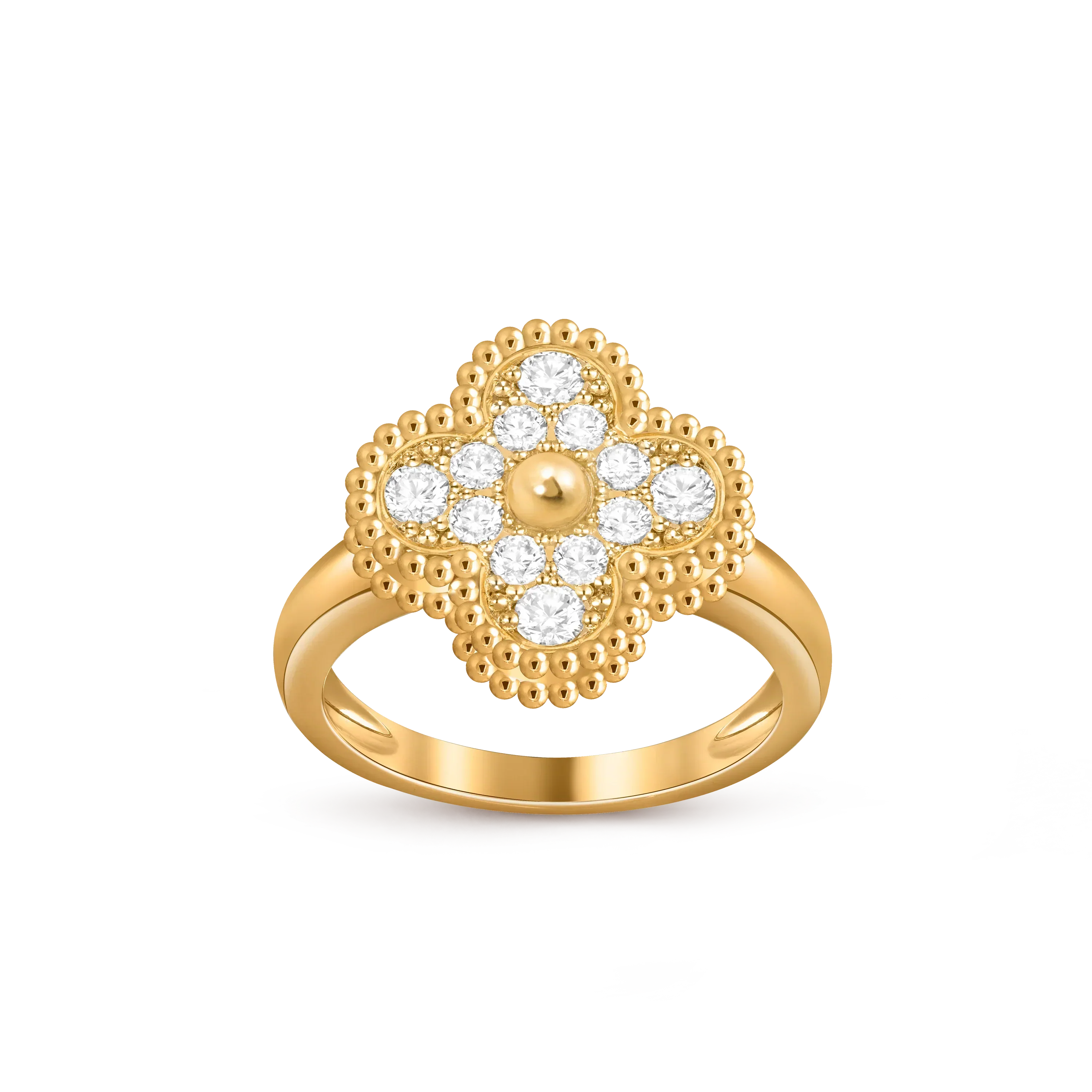 Lucky Clover Vintage Gold Ring - Luxury Gemstone Collection