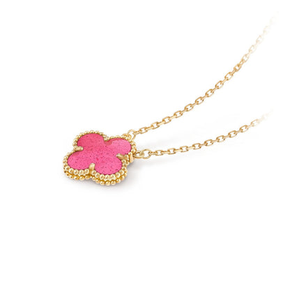 NEW CLOVER 15MM PINK ENAMEL NECKLACE