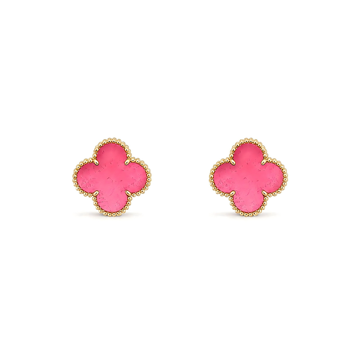 NEW CLOVER 15MM PINK ENAMEL STUD EARRINGS