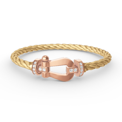 FORCE Large Horseshoe Half Diamond Bracelet - Rose Gold
