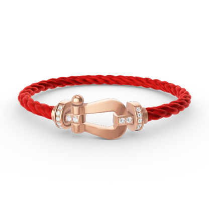 FORCE Large Horseshoe Half Diamond Bracelet - Rose Gold
