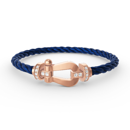 FORCE Large Horseshoe Half Diamond Bracelet - Rose Gold