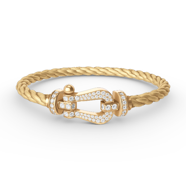 FORCE Large Horseshoe Full Diamond Bracelet - Gold