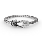 FORCE Large Horseshoe Black & White Diamond Bracelet - White Gold