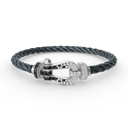 FORCE Large Horseshoe Black & White Diamond Bracelet - White Gold