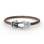 FORCE Large Horseshoe Black & White Diamond Bracelet - White Gold