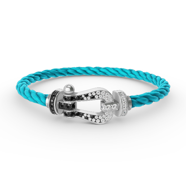 FORCE Large Horseshoe Black & White Diamond Bracelet - White Gold
