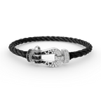 FORCE Large Horseshoe Black & White Diamond Bracelet - White Gold