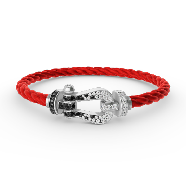 FORCE Large Horseshoe Black & White Diamond Bracelet - White Gold