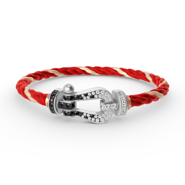 FORCE Large Horseshoe Black & White Diamond Bracelet - White Gold