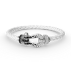 FORCE Large Horseshoe Black & White Diamond Bracelet - White Gold