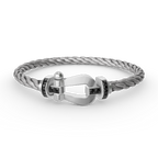 FORCE Large Horseshoe Black Diamond Bracelet - White Gold