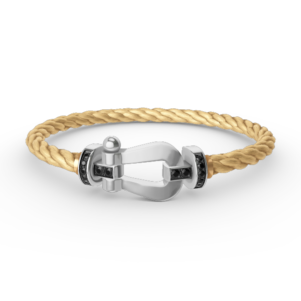 FORCE Large Horseshoe Black Diamond Bracelet - White Gold