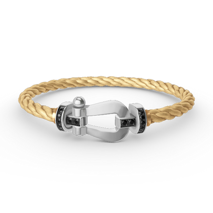 FORCE Large Horseshoe Black Diamond Bracelet - White Gold