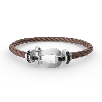 FORCE Large Horseshoe Black Diamond Bracelet - White Gold