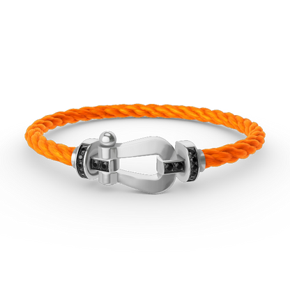 FORCE Large Horseshoe Black Diamond Bracelet - White Gold