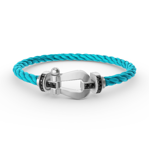FORCE Large Horseshoe Black Diamond Bracelet - White Gold