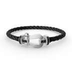 FORCE Large Horseshoe Black Diamond Bracelet - White Gold