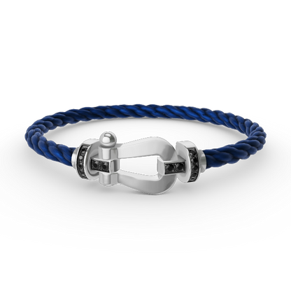 FORCE Large Horseshoe Black Diamond Bracelet - White Gold