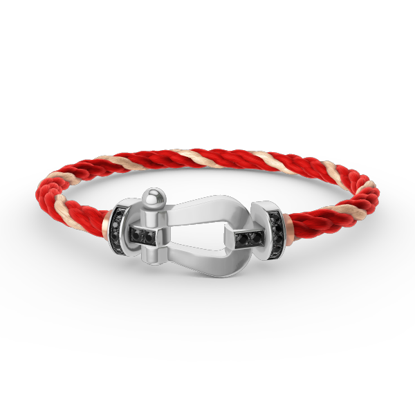 FORCE Large Horseshoe Black Diamond Bracelet - White Gold