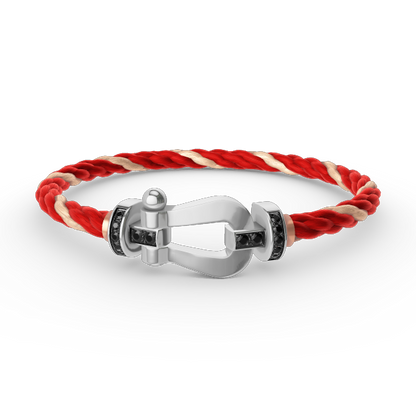 FORCE Large Horseshoe Black Diamond Bracelet - White Gold