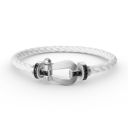 FORCE Large Horseshoe Black Diamond Bracelet - White Gold