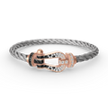 FORCE Großes Hufeisen-Armband mit schwarzen und weißen Diamanten – Roségold