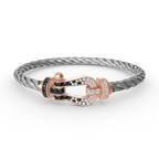 FORCE Großes Hufeisen-Armband mit schwarzen und weißen Diamanten – Roségold