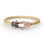 FORCE Großes Hufeisen-Armband mit schwarzen und weißen Diamanten – Roségold