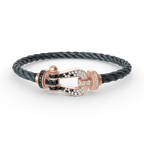 FORCE Großes Hufeisen-Armband mit schwarzen und weißen Diamanten – Roségold