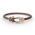FORCE Großes Hufeisen-Armband mit schwarzen und weißen Diamanten – Roségold