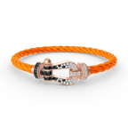 FORCE Großes Hufeisen-Armband mit schwarzen und weißen Diamanten – Roségold