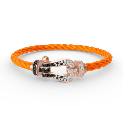 FORCE Large Horseshoe Black & White Diamond Bracelet - Rose Gold