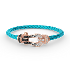 FORCE Großes Hufeisen-Armband mit schwarzen und weißen Diamanten – Roségold