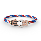 FORCE Großes Hufeisen-Armband mit schwarzen und weißen Diamanten – Roségold