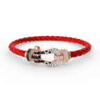 FORCE Großes Hufeisen-Armband mit schwarzen und weißen Diamanten – Roségold