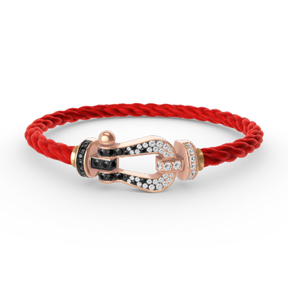 FORCE Large Horseshoe Black & White Diamond Bracelet - Rose Gold
