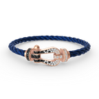 FORCE Großes Hufeisen-Armband mit schwarzen und weißen Diamanten – Roségold