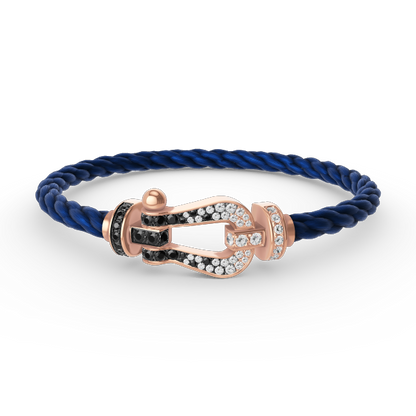 FORCE Large Horseshoe Black & White Diamond Bracelet - Rose Gold