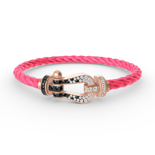 FORCE Großes Hufeisen-Armband mit schwarzen und weißen Diamanten – Roségold